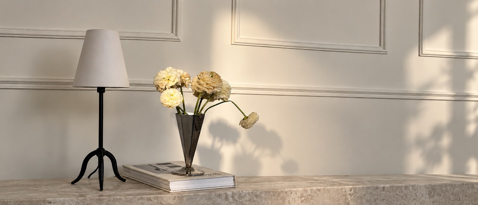Considered decorative objects within a calm interior