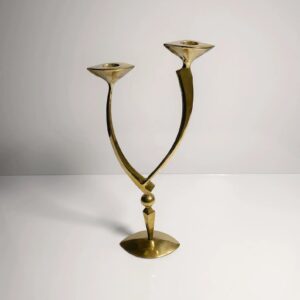 Polished Brass Mid-Century Candlestick