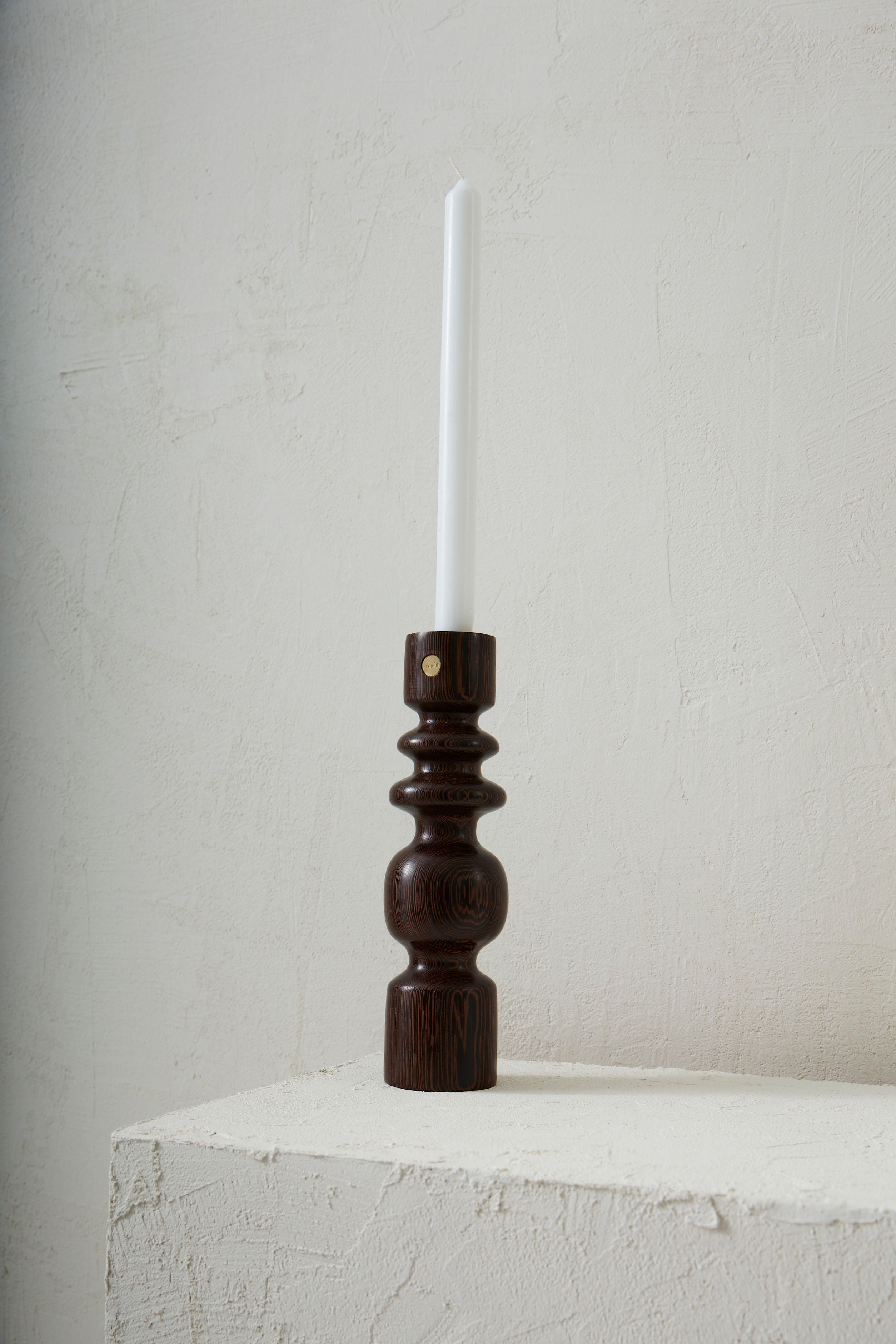 Large Wenge Wood Candle Holder