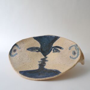 Hand-Painted Face Ceramic Display Plate